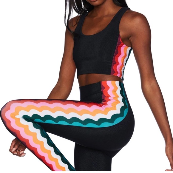 Beach Riot Pants - EUC Beach Riot Leggings size medium tropical wave high waist